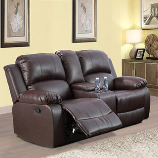 Brown Semi PU And PVC Loveseat Living Room Sofa