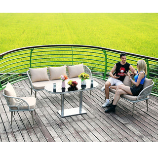 75.5" 5-Piece Grey PE(Polyethylene)&Iron Outdoor Sofa Set
