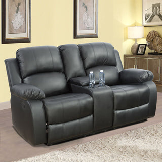 Black Semi PU And PVC Loveseat Living Room Sofa