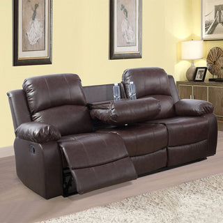 Brown Semi PU And PVC 3 Seat Sofa Living Room Sofa