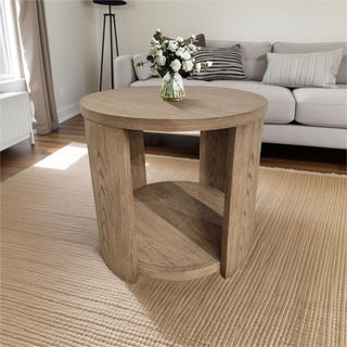 Walnut MDF and Oak Living Room Side Table Karo Home