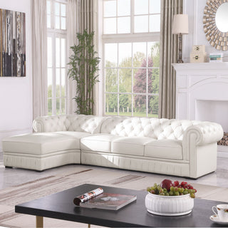 89" White Cow Top Leather 2-Piece Living Room Sofa Set