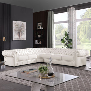 Off-White Cow Top Leather 3-Piece Living Room Sofa Set