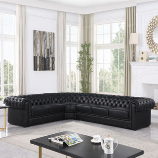 88" Black Cow Top Leather 3-Piece Living Room Sofa Set