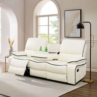 Off-White Bonded Leather Sofa Living Room Sofa