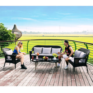 73" 5-Piece Espresso PE(Polyethylene)&Iron Outdoor Sofa Set