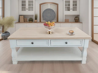 Light Brown MDF Top and White Oak Drawer Living Room Coffee Table Karo Home
